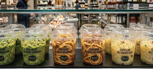 テイクアウト用パスタの陳列